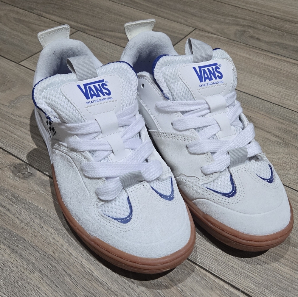 Vans White and Blue Athletic Shoes - Picture 3 of 5